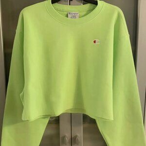 Champion Women’s Cropped Cut-Off Crewneck Sweatshirt Mint lime Green Size Large